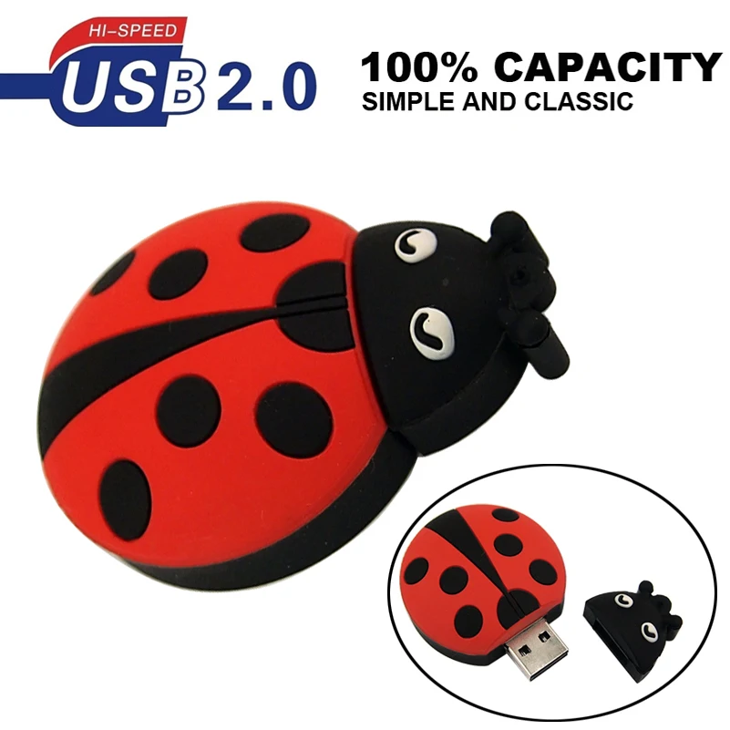 USB флеш накопитель милый Божья коровка 32 ГБ флешки 64 Гб Memoria Stick Beetle 128 Мб карта