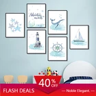 Детский постер с морской тематикой, настенная Картина на холсте с изображением Кита, в скандинавском стиле, украшение для дома, детской комнаты