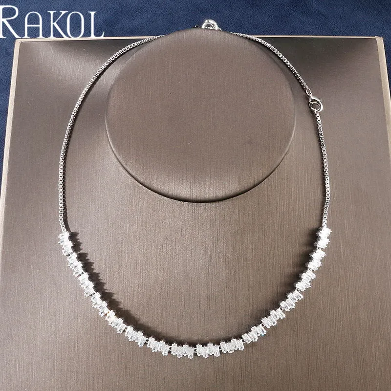 RAKOL розовое золото цвет кубического циркония проложили мини Луна Форма ключицы
