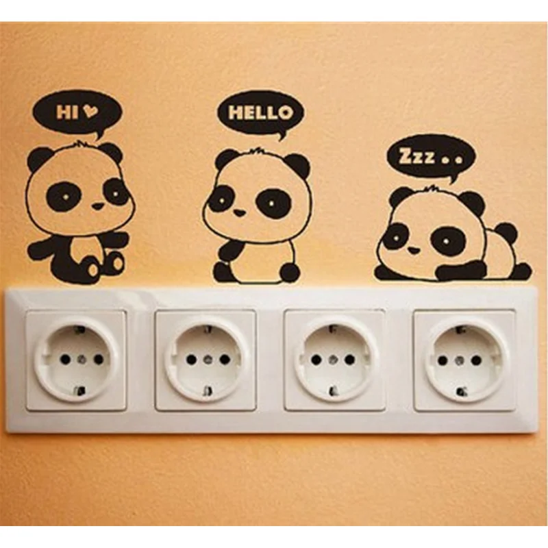 

15pcs Panda Switch Stickers Home Decoration Diy Cartoon Wall Art Paste Toilet Refrigerator Window Sill Universal Mural Decal