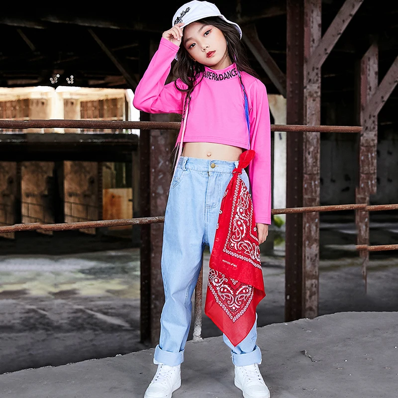 Фото Костюмы в стиле хип хоп детская модная джинсовая одежда для джазовых танцев