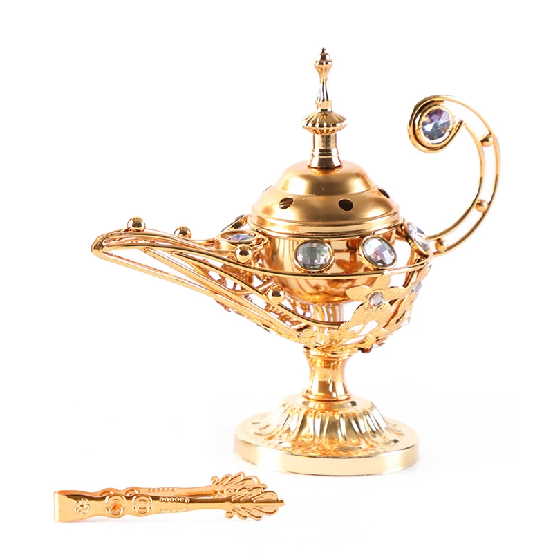 

Aladdin Lamp Decoration Arab Aroma Stove Incense Burner Luxury Golden Incense Holder Aroma Diffuser Metal Decorations Crafts
