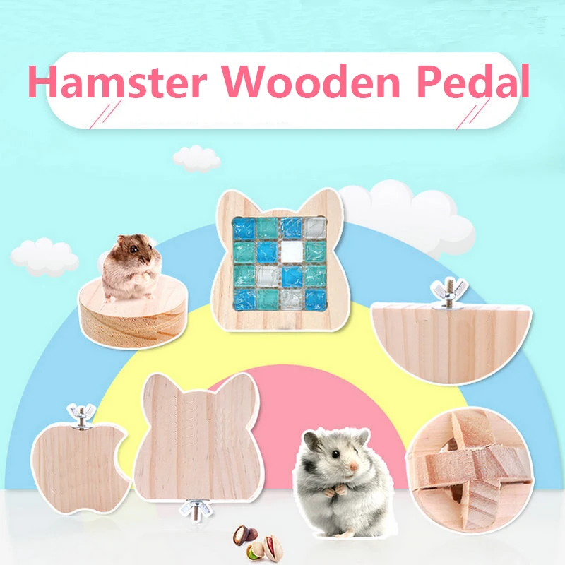 

Wooden Hamster Chinchilla Pedal Springboard Platform Ladder Fence Small Animal Play Toys