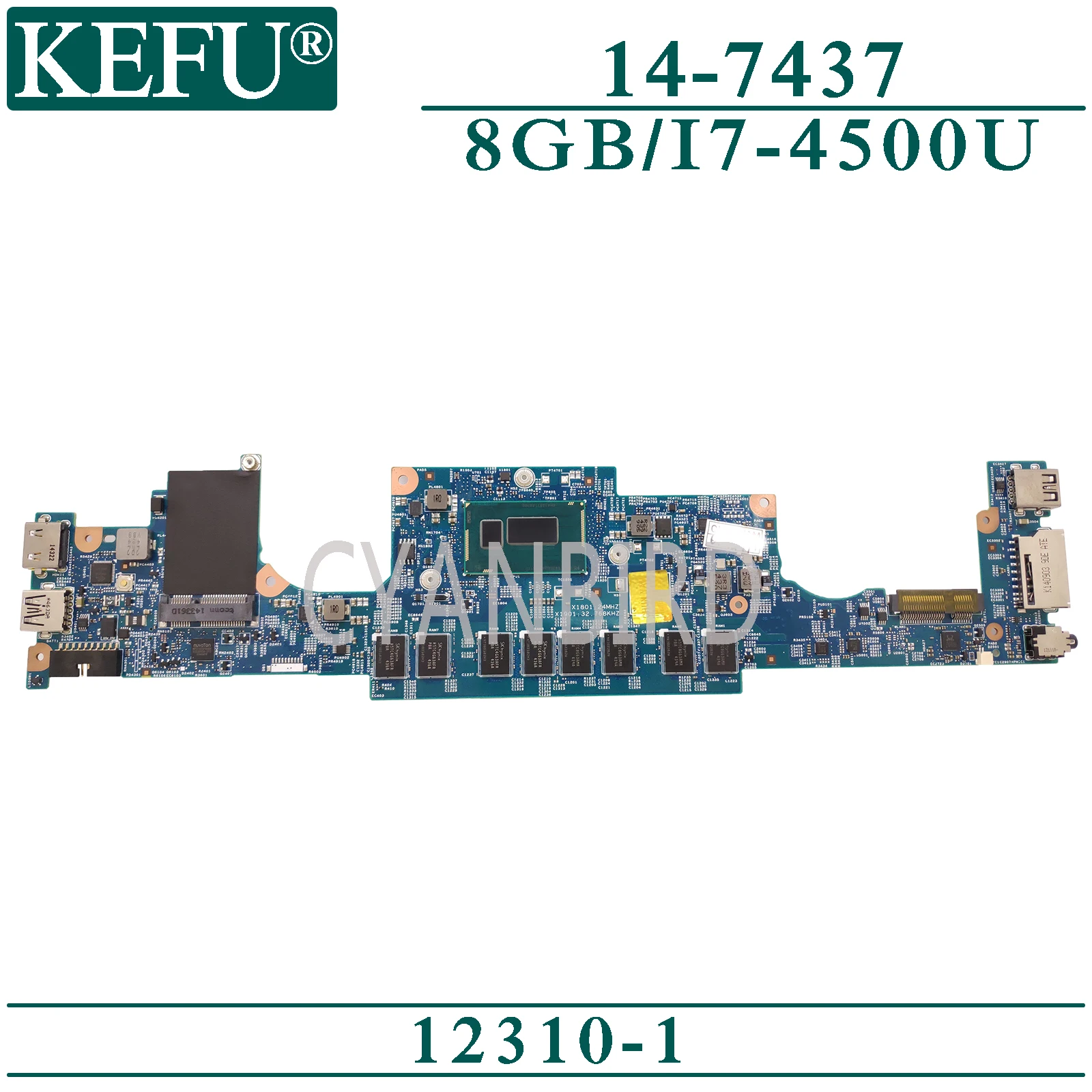 

KEFU 12310-1 оригинальная материнская плата для ноутбука Dell Inspiron 14-7437 с 8GB-RAM I7-4500U материнская плата для ноутбука