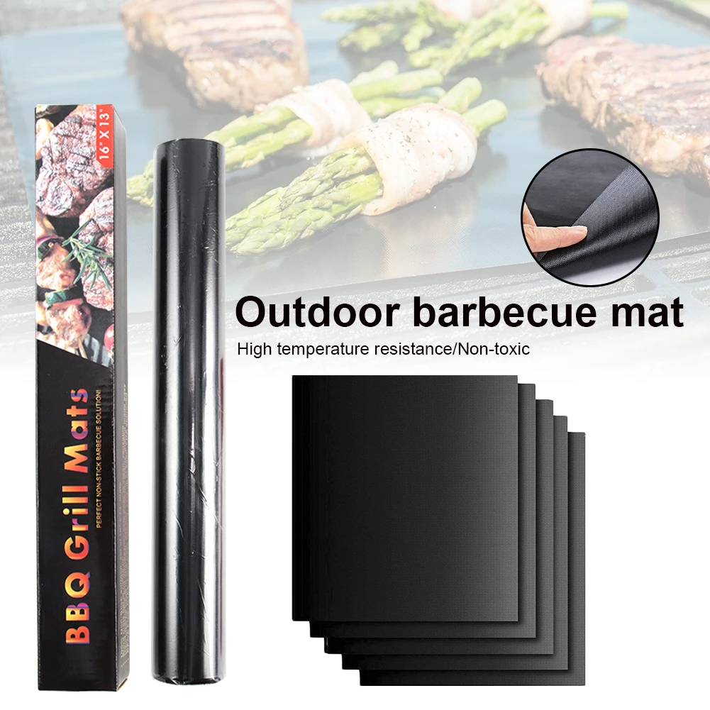 

4Pc Grill Mat Non-Stick Reusable Barbecue Mat High Temperature Resistant Roast Sheet for Picnic BBQ Camping Baking Fast delivery