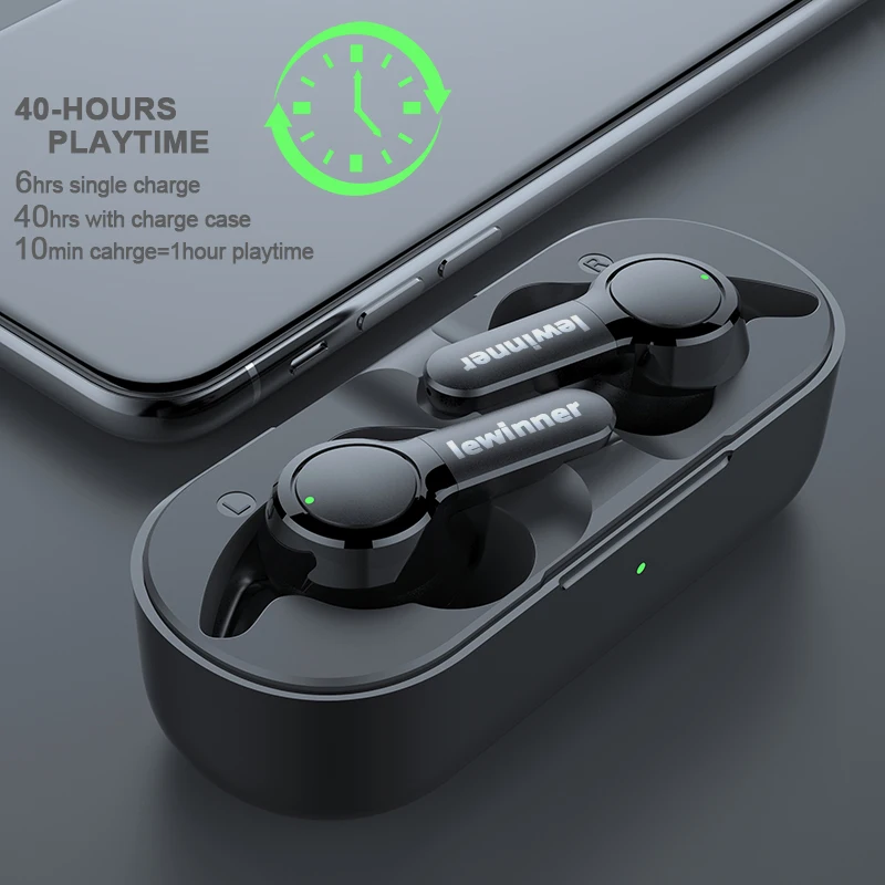 TWS наушники Lewinner TS04 с 2 микрофонами ШПД CVC 8 0 воспроизведение 40 часов