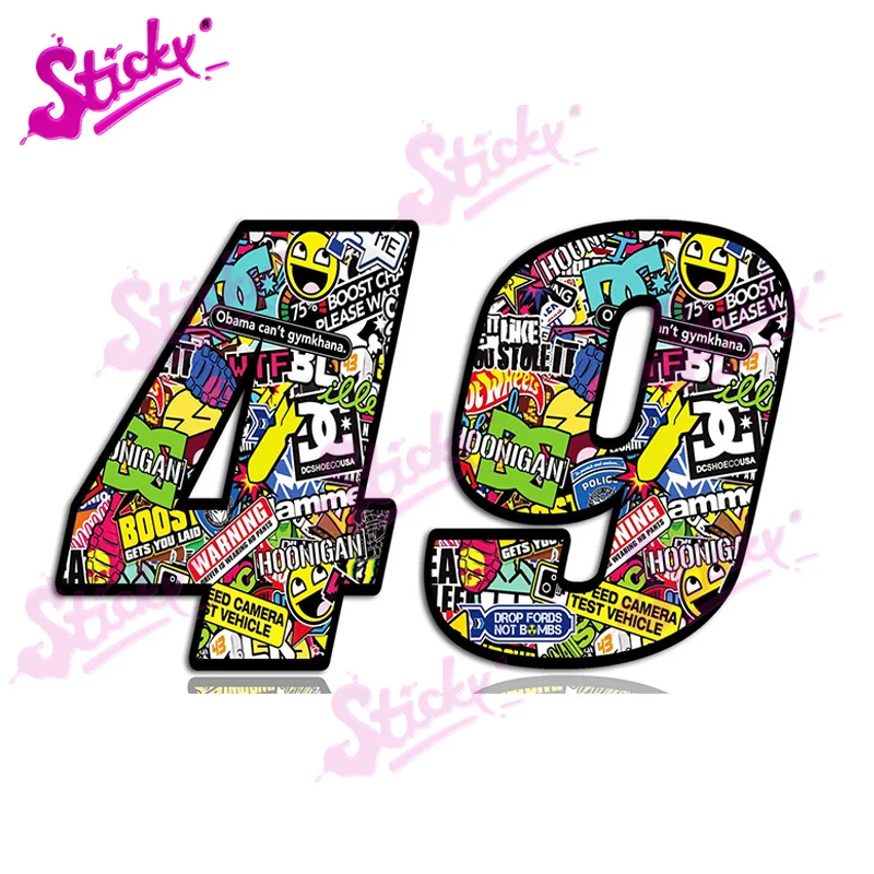 

STICKY 4 9 Colorful Number Bomb Skull Vinyl Decal Sticker Car Auto Motocross Racing Skateboard Laptop Trunk PVC