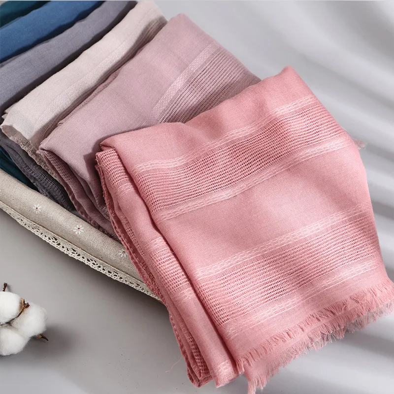 

90 x 180cm spring new cotton hemp pure color hollow scarf Sen is a literary and artistic style lady shawl