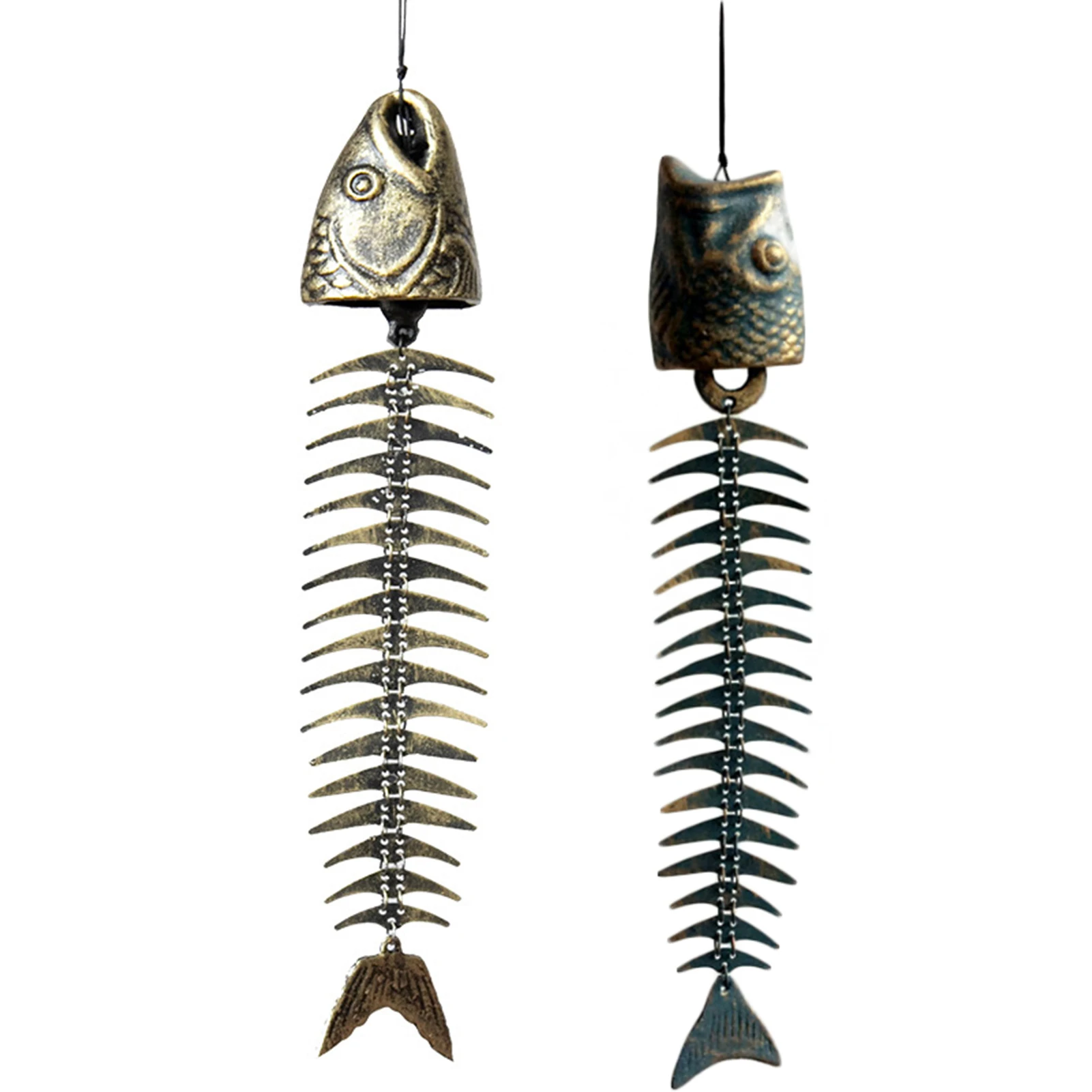 

Fishbones Wind Chimes Classic Retro Fish Bone Wind Chimes Ornaments Metal Wind Chimes Garden Living Room Balcony Decor TY53