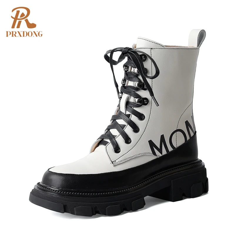 

2021 leather women's ankle boots Pltaform shoes women's shoes classics round toe simple commuter British autumn winter shoes