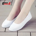 Женские белые парусиновые ботинки Cuculus, повседневные, на шнуровке, однотонные, для медсестер, обувь на плоском ходу для студентов