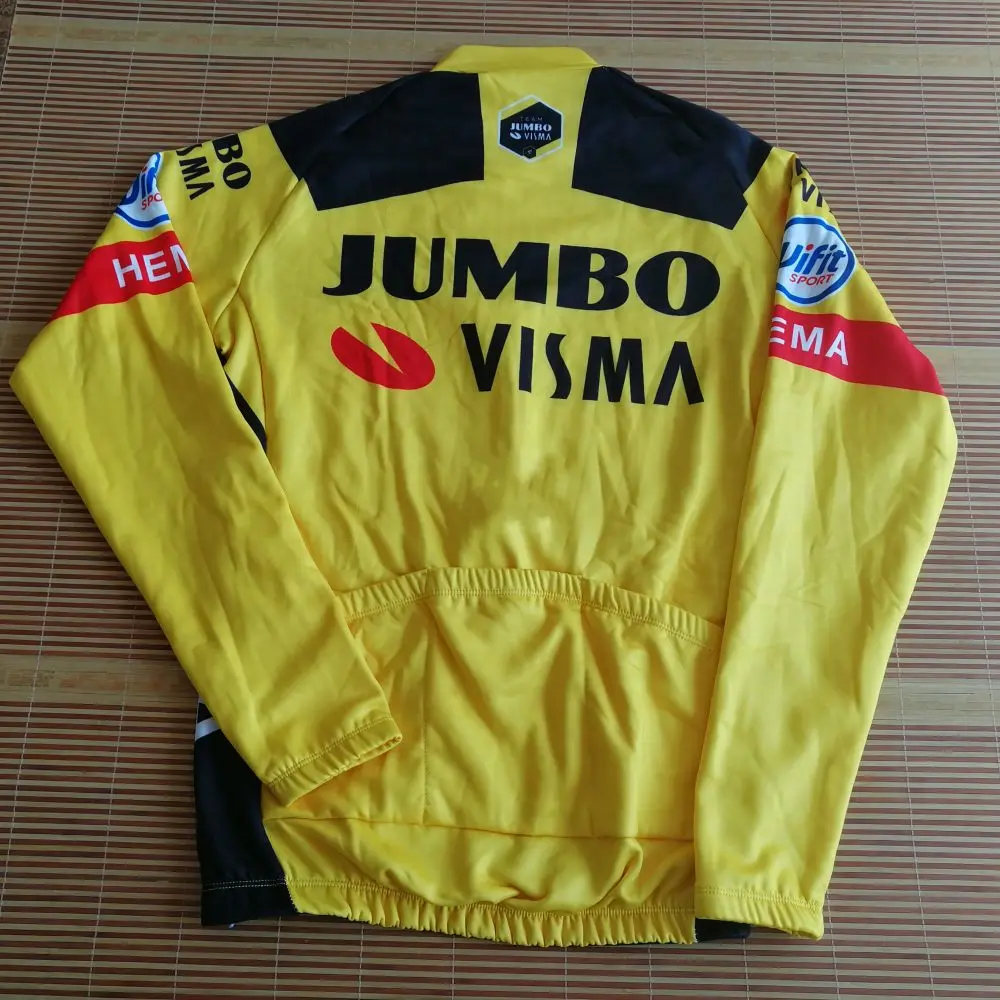 Зима 2020 тепловая флисовая команда jumbo visma с длинным рукавом велосипедная Джерси