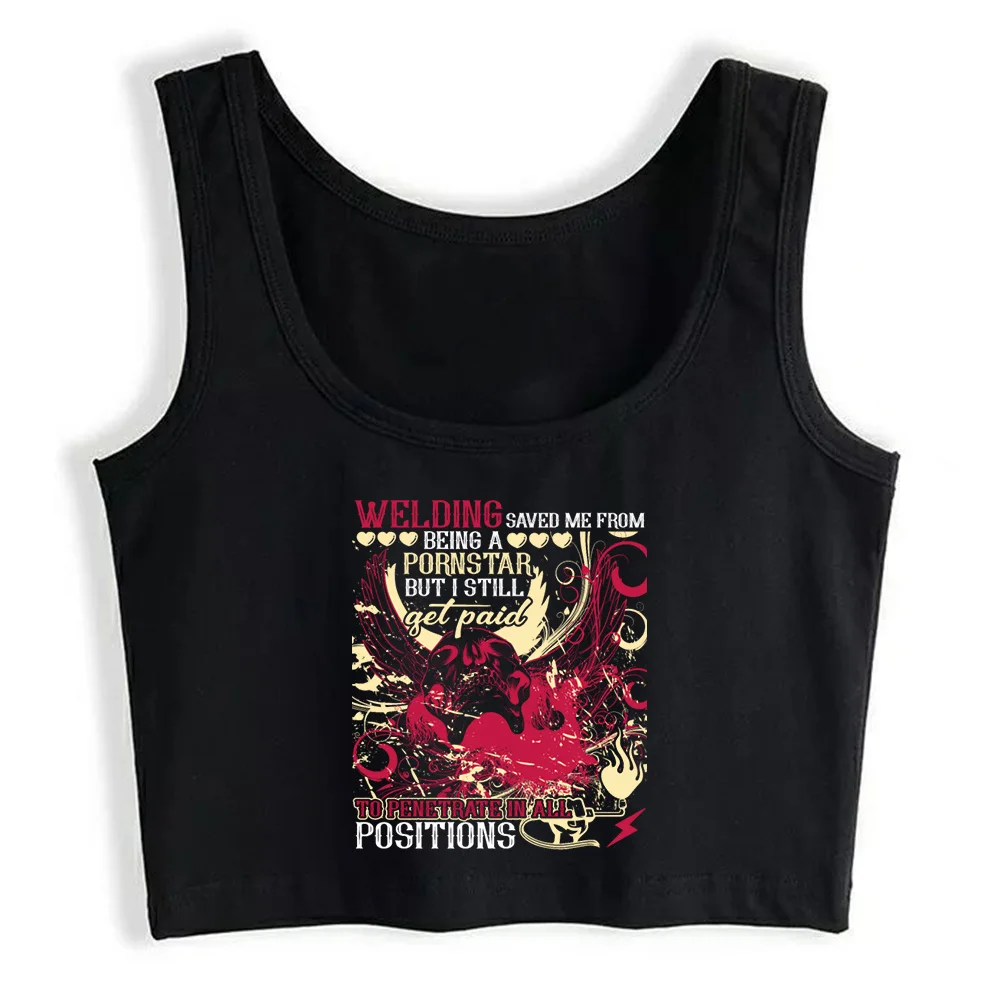 

Crop Top Women Welding Saves Me From Being A Pornstar Gothic Harajuku Grunge Emo Tank Top Female Clothes