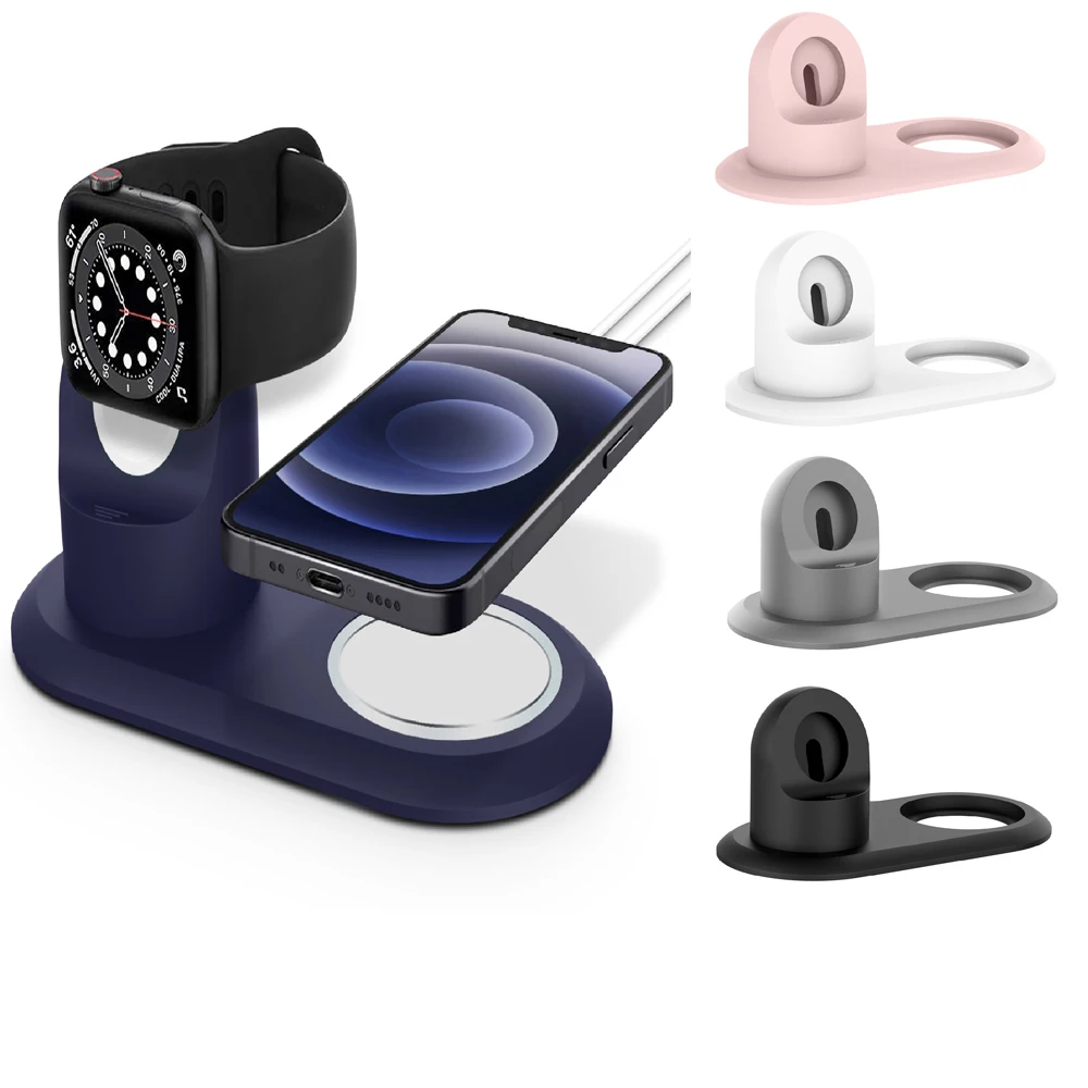 

Skin Silicone Charger Stand Holder Charging Station Dock for Apple Watch Series 1/2/3/4 44mm/42mm/40mm/38mm for Magsafe