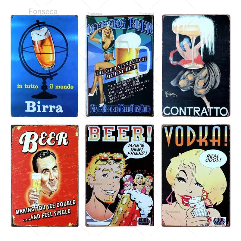 Жестяные вывески для коктейлей металлическая тарелка напитков настенный