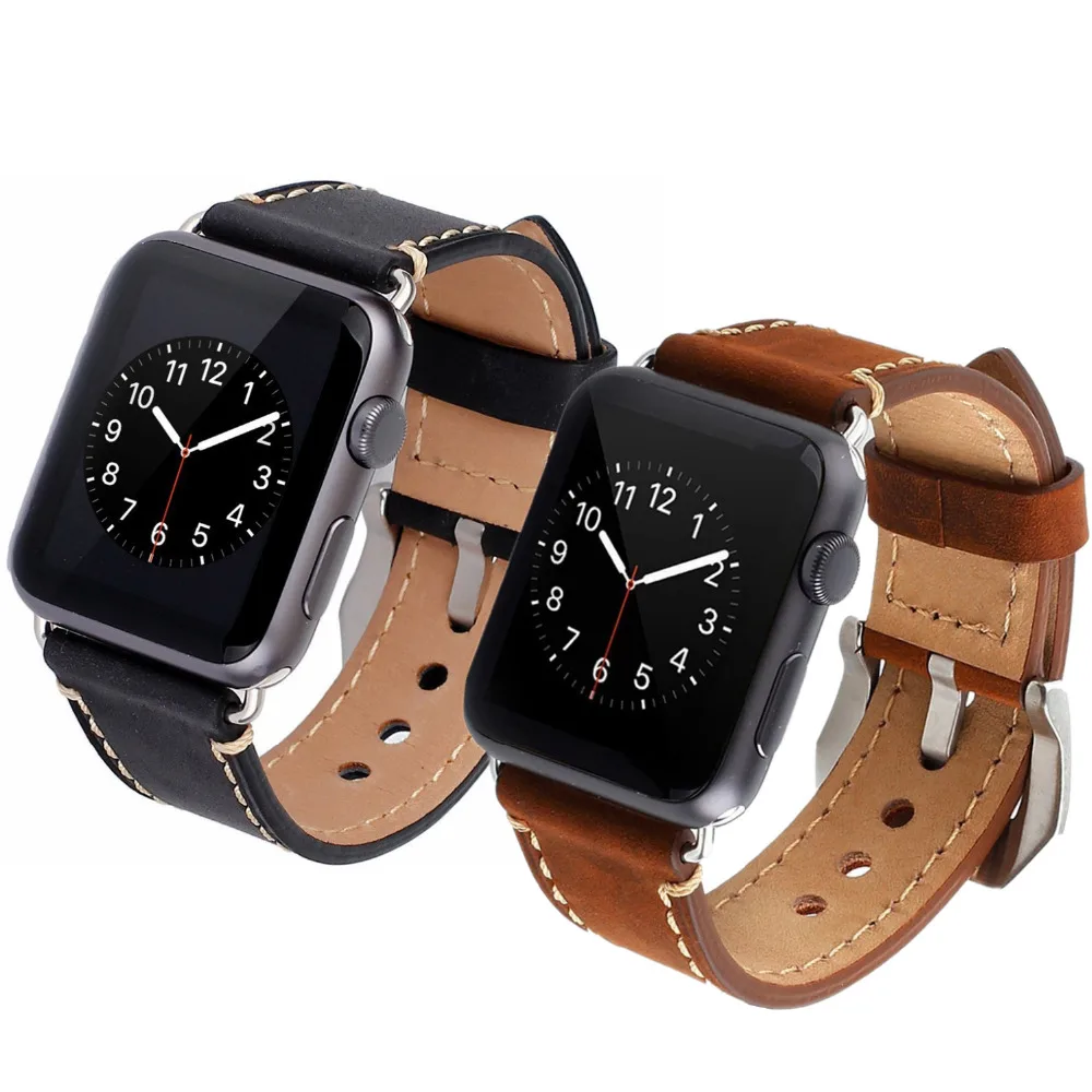 

Leather Strap for apple watch band 44mm 40mm 42mm 38mm Accessories watchband belt correas bracelet APPLE WATCH series 3 4 5 6 se