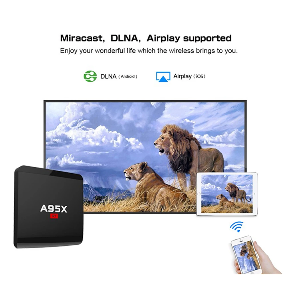 A95X R1 Amlogic S905W четырехъядерный процессор Android 7 1 ТВ приставка 2 ГБ DDR3 16 Гб rom 4K HD