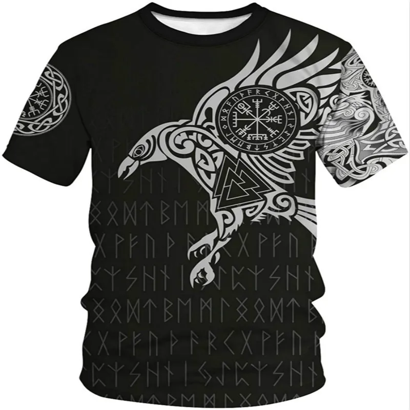 

2021 Summer Popular Men's Top Viking T-shirt New 3D Printing T-shirt Nordic Mythology Pullover