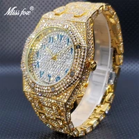 18k gold mens watches royal style oak luxury full diamond large men watches with arabic number waterproof look like expensive