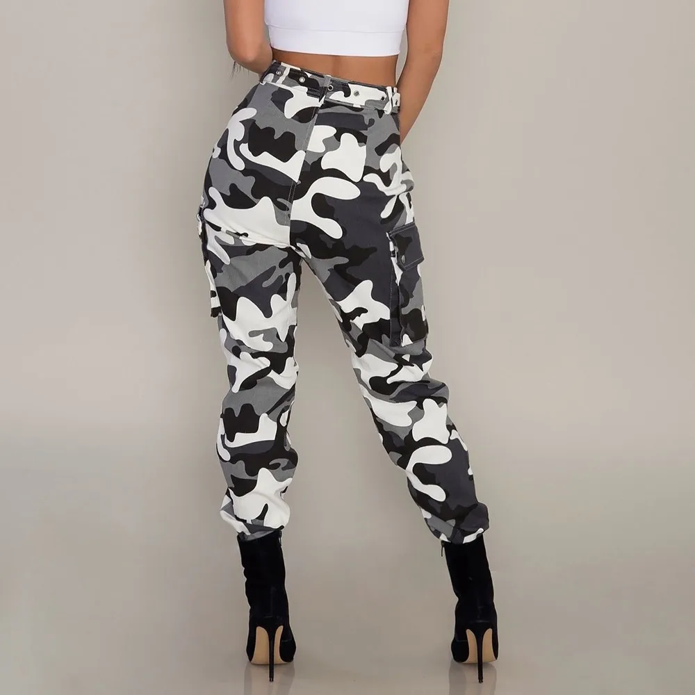 Новые женские камуфляжные брюки-карго с высокой талией в стиле хип-хоп, брюки, военные армейские камуфляжные длинные штаны, популярные Капри# YL10