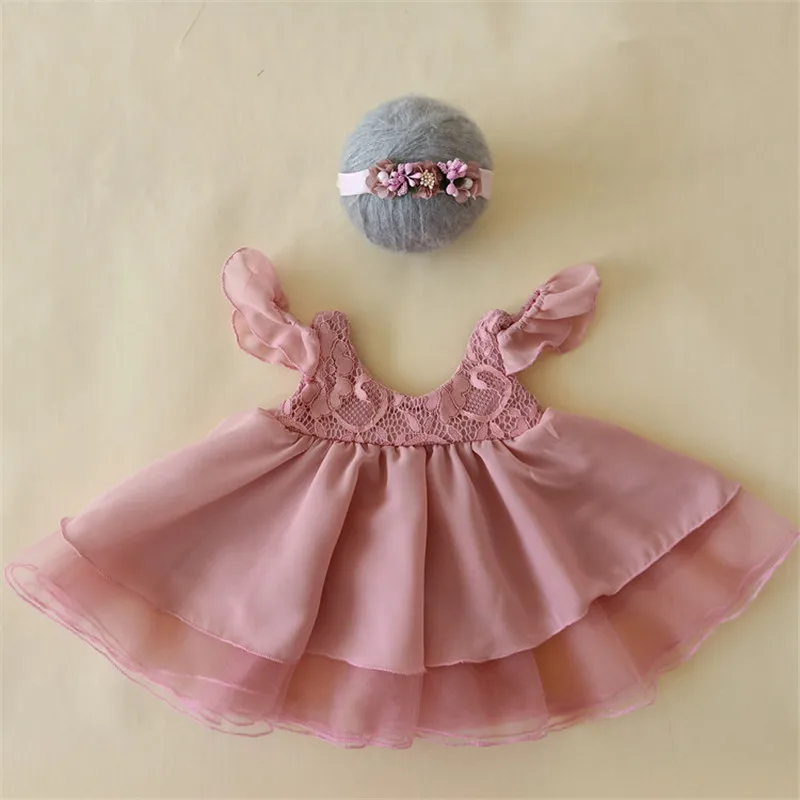 Одежда для фотосъемки новорожденных девочек; Платье принцессы с цветочным узором; Головной убор; Комплект для маленьких девочек; Аксессуар... от AliExpress RU&CIS NEW