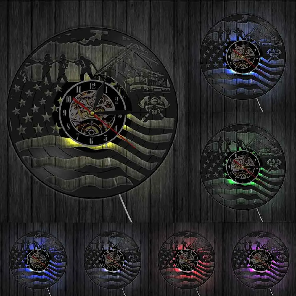Пожарные виниловые часы пожарная станция настенное искусство домашний декор