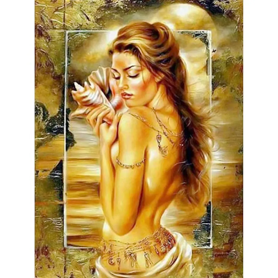 

New 5D DIY Diamond Painting Full Square Round Diamond "Gold Sexy Woman" Mosaics Embroidered Home Decoration Mural Handmade Gift