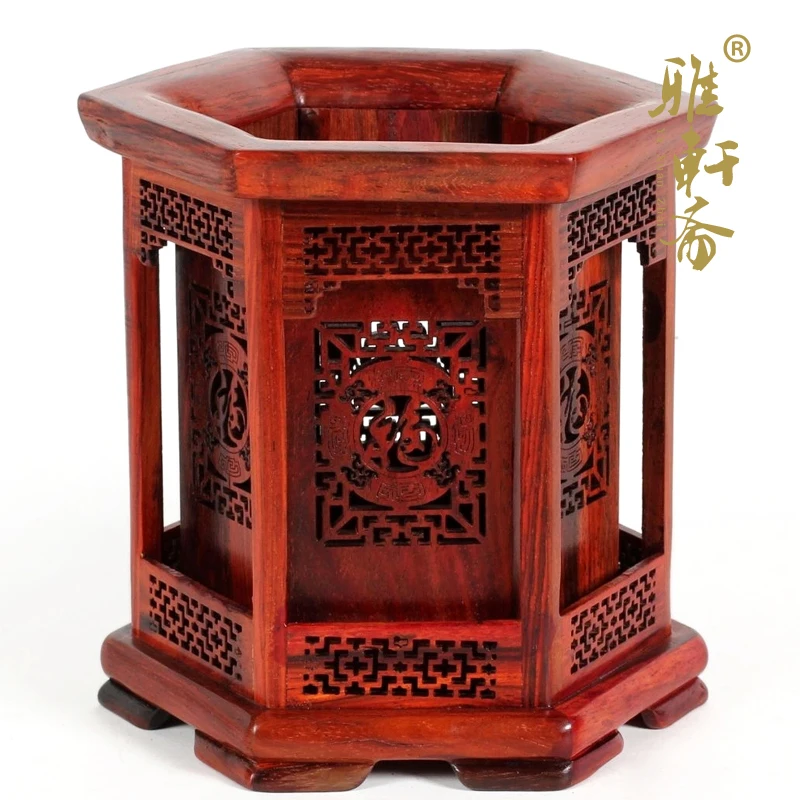 Полый держатель для ручек с резьбой по дереву ретро ремесла контейнер хранения