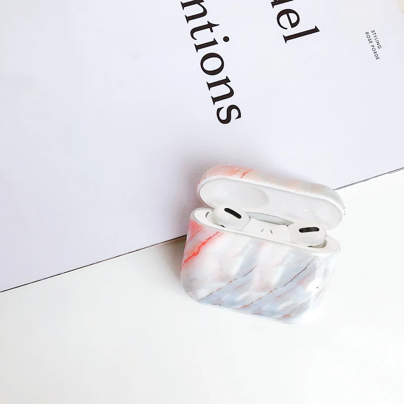 T2 Brown Marble Для гарнитура для Airpods протектор противоударный Мраморный Узор Жесткий чехол Чехол для зарядки наушники чехол s для Airpods 1st 2nd сумка - Цвет: T2 Brown Marble