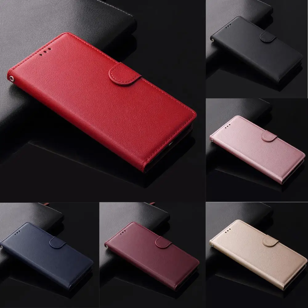 Кожаный чехол книжка с бумажником для Xiaomi Redmi Note 9 8T 8 7 6 5 Pro 4x Red MI Plus 8A 4A 5A