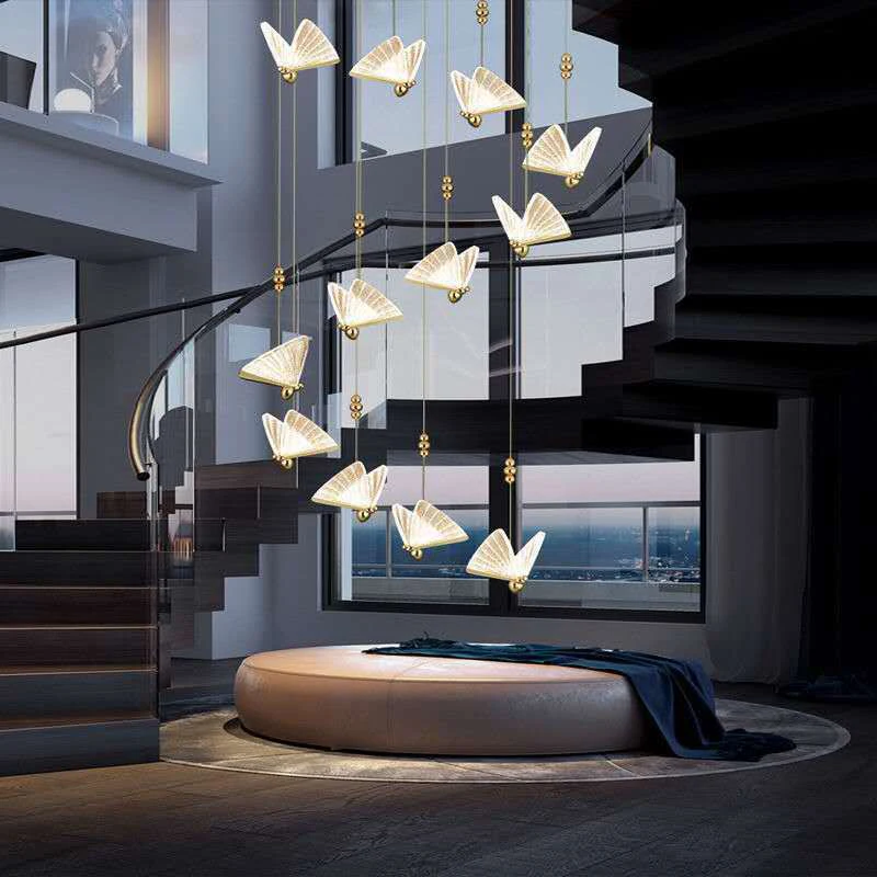 

Fancy Butterfly Hanging Lights Designer Glass Hanging Lamp New Fashion LED Lighting Fixture For Home Hotel Restaurant Decoration
