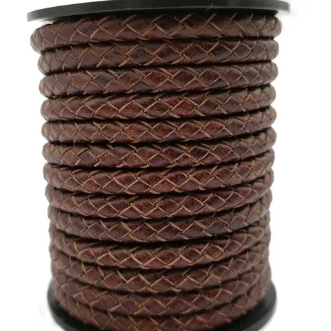 Aaazee Состаренный зеленый кожаный плетеный 5 мм круглый кожаный ремешок, шнур для изготовления браслетов