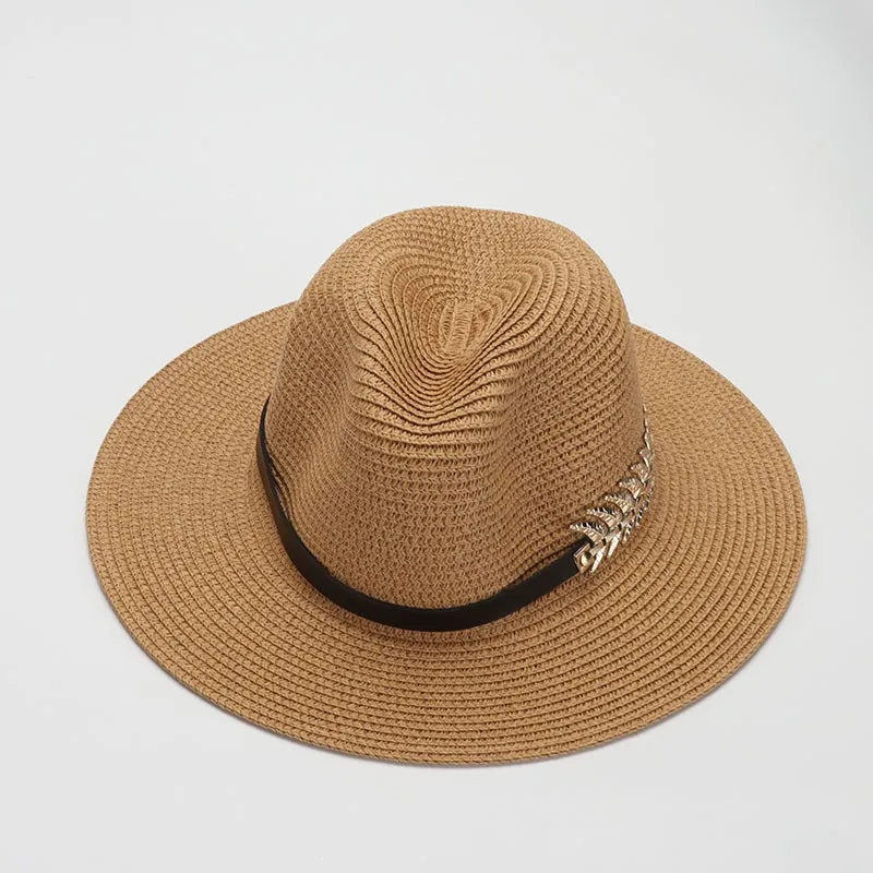 Женские шляпы COKK летние с золотыми листьями и цепочкой Панама шляпа от солнца