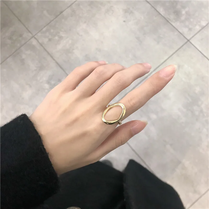 Модное индивидуальное металлическое эллиптическое геометрическое кольцо для