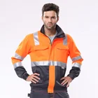 Рабочая куртка из поликоттона и саржи, светоотражающая, оранжевого цвета