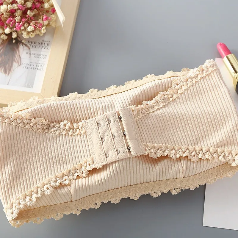 

Summer New No Steel Ring Lace Gathers Anti-lighting Tube Top Thread Lace Tube Top