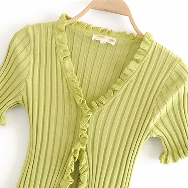 Chu Sau beauty Autumn Winter Sweet Chic 2 Colours Knitted Sweater Women Casual V-neck Single Breasted Good Elasticity Cardigans