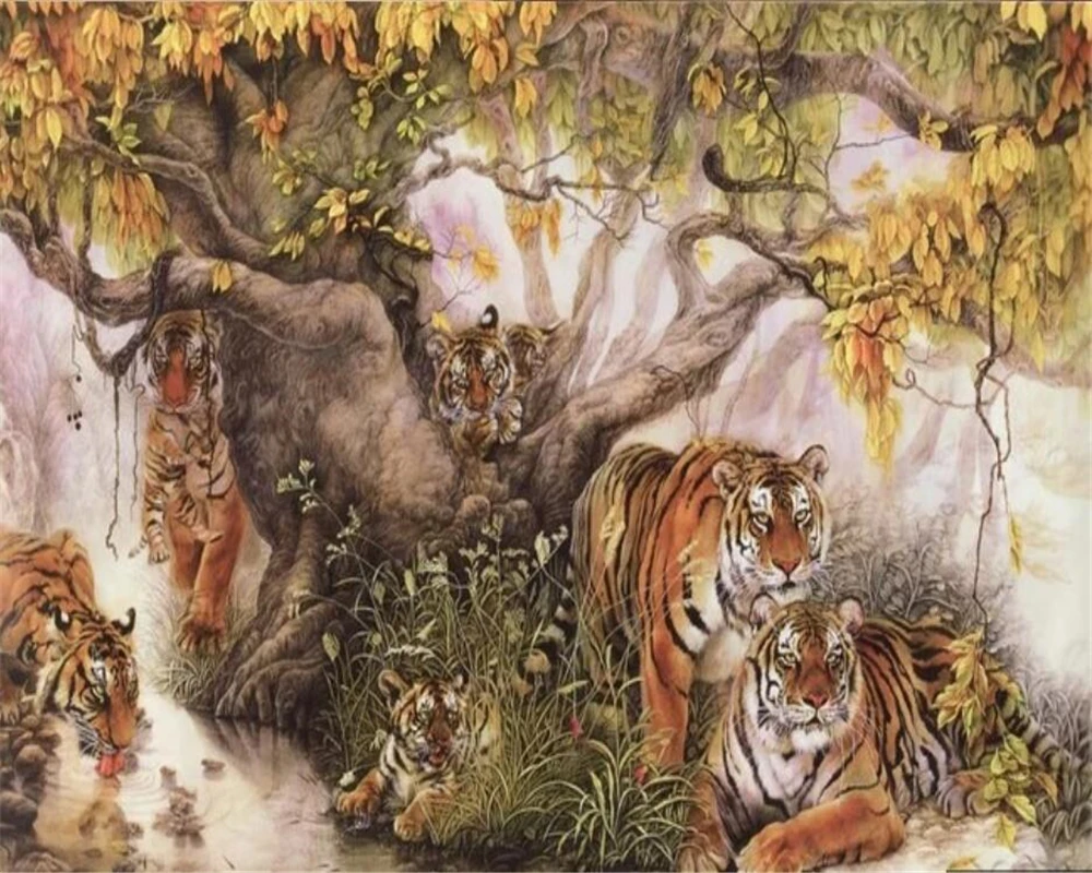 Большие Настенные обои wellyu под заказ тигр горы король властный телевизор диван