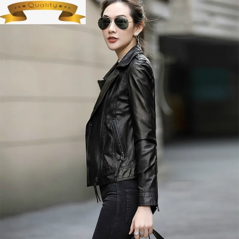 

2021 Women Leather Jacket Sheepskin Genuine Leather Jacket Motorcycle Real Leather Jacket Plus Size Chaqueta Mujer OT1903 YY821