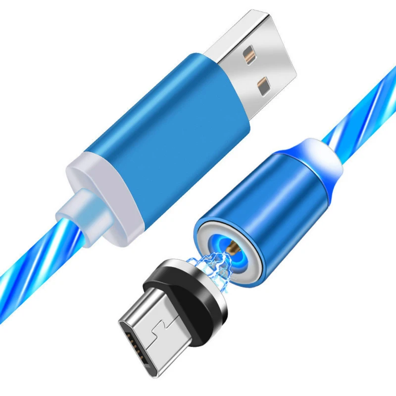 Течёт светильник, магнитный usb-кабель для зарядки, кабель Micro usb и кабель usb type C, светодиодный, светящийся магнит, зарядное устройство для iPhone X 8 7 6
