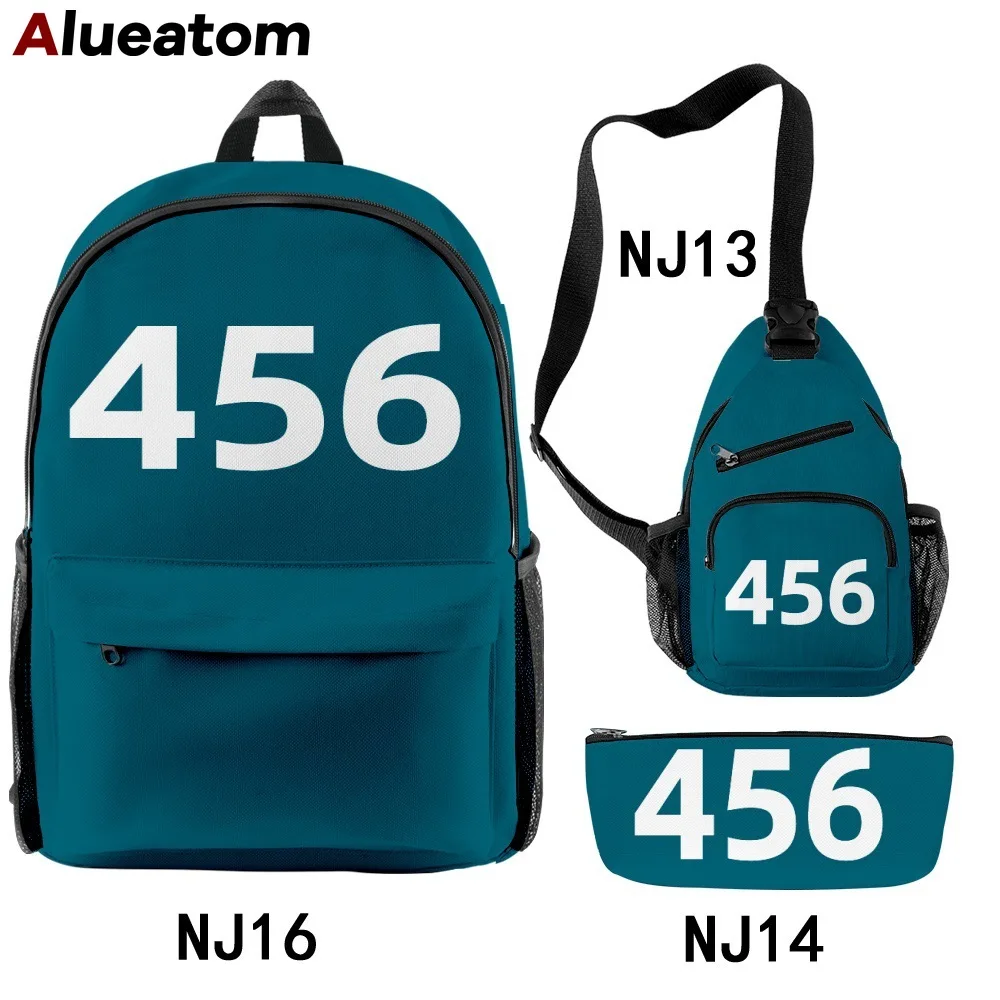 

Дорожный модный рюкзак для женщин и мужчин, школьные ранцы с рисунком игры кальмар, идеальные дорожные сумки для подростков, 3 шт./компл.