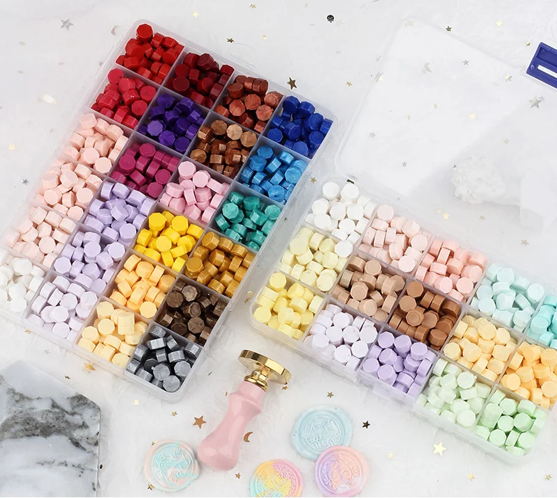 

1 Box 200/450Pcs Vintage DIY Octagonal Sealing Wax Tablet Seal Dedicated Stamp Wax Beads Wedding Wax Seal Ancient Sealing Wax