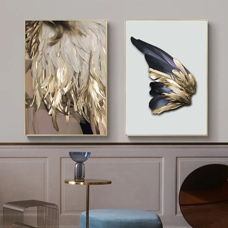 Нордический Декор Перья Холст Картина Белый постер и принт уникальные