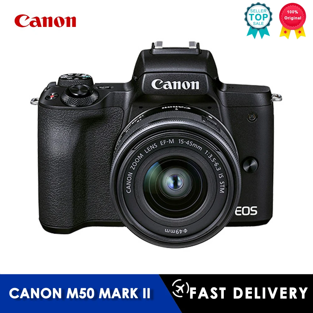 

Беззеркальная камера Canon EOS M50 Mark II, цифровая камера с объективом диаметром 15-45 мм F/3,5, компактная камера для профессиональной фотосъемки