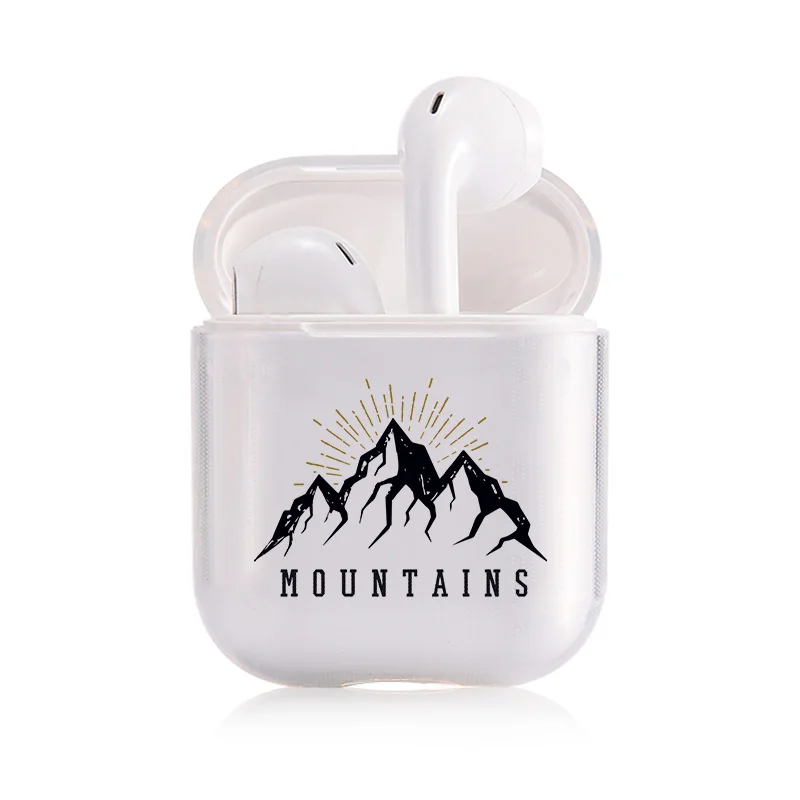 Чехол Airpods 1/2, прозрачный мягкий силиконовый чехол с рисунком восхода солнца для Bluetooth, беспроводной чехол для наушников, чехол для зарядки, сумки - Цвет: I301187