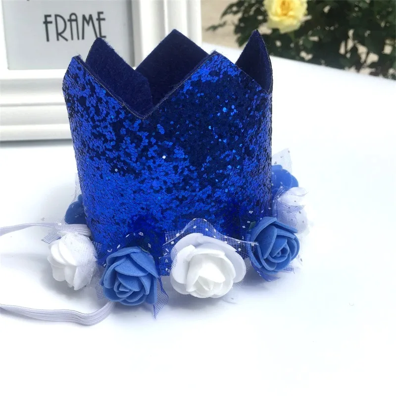 Royal Blue Модные Pet Головные уборы на день рождения красивый расшитый блестками Корона собаки праздничный колпак Pet вечерние Рождественская одежда День рождения женские аксессуары для волос - Цвет: Royal Blue