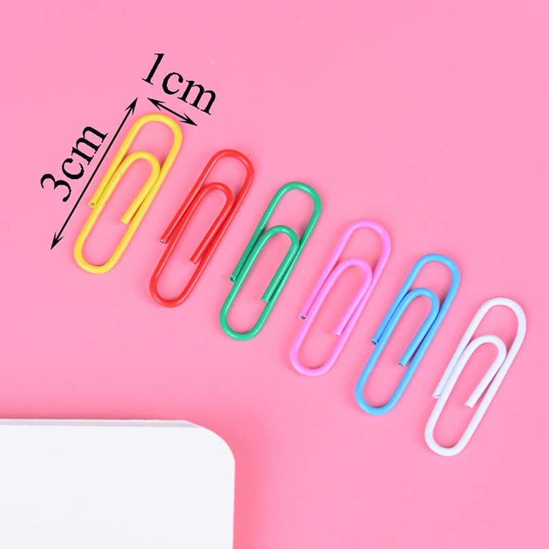 

100pcs Assorted Mixed Colored Paper Clips For Office School Study Stationery