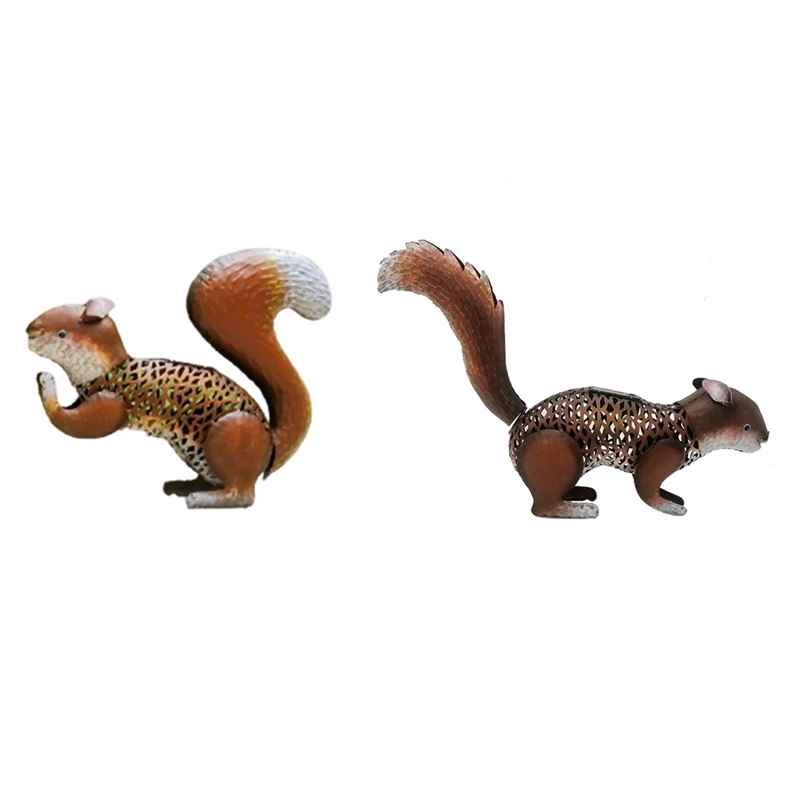 

Statue Antique Painted Solar Light Metal Crafts Squirrel Garden Lawn Yard Iron Art Animal Modeling Solar Light