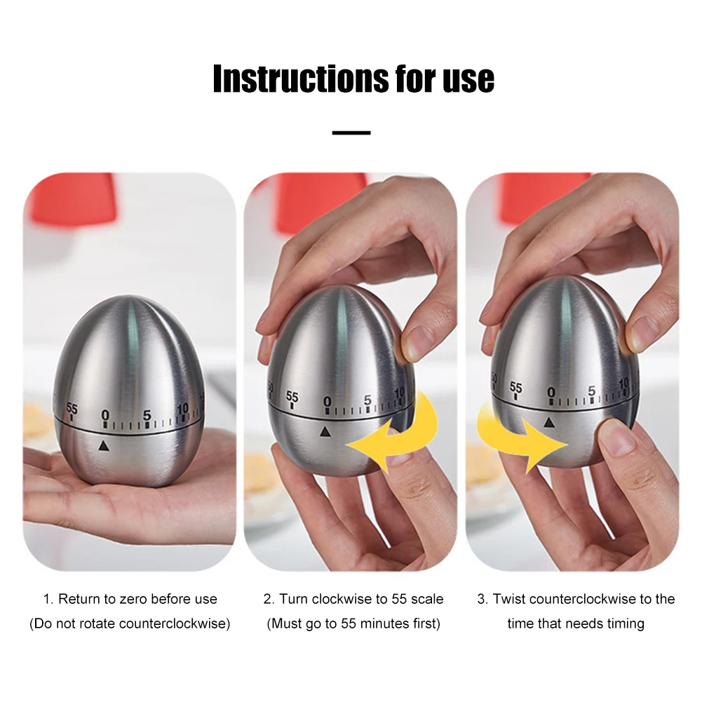 

Egg/Apple Shaped Mechanical Timer Multifunctional Stainless Steel Waterproof Kitchen Cooking Baking Countdown Reminder