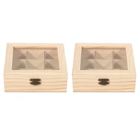 2x wooden tea bag jewelry organizer chest storage box 9 compartments tea box organizer wood sugar packet container
